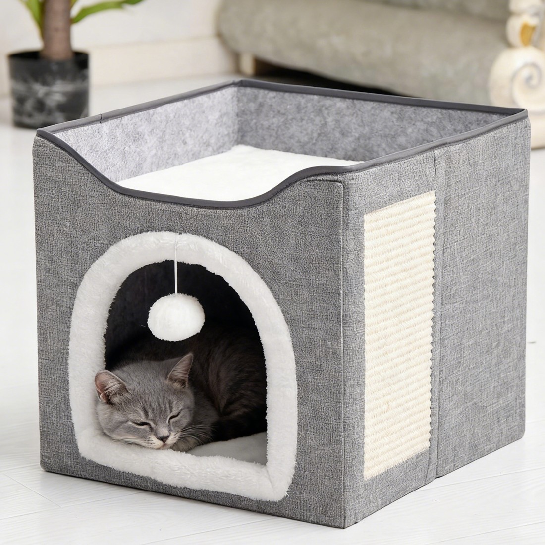 Pet Foldable Storage Cat Shelter Three-dimensional Cage With Cat Scratching Pad photo 3