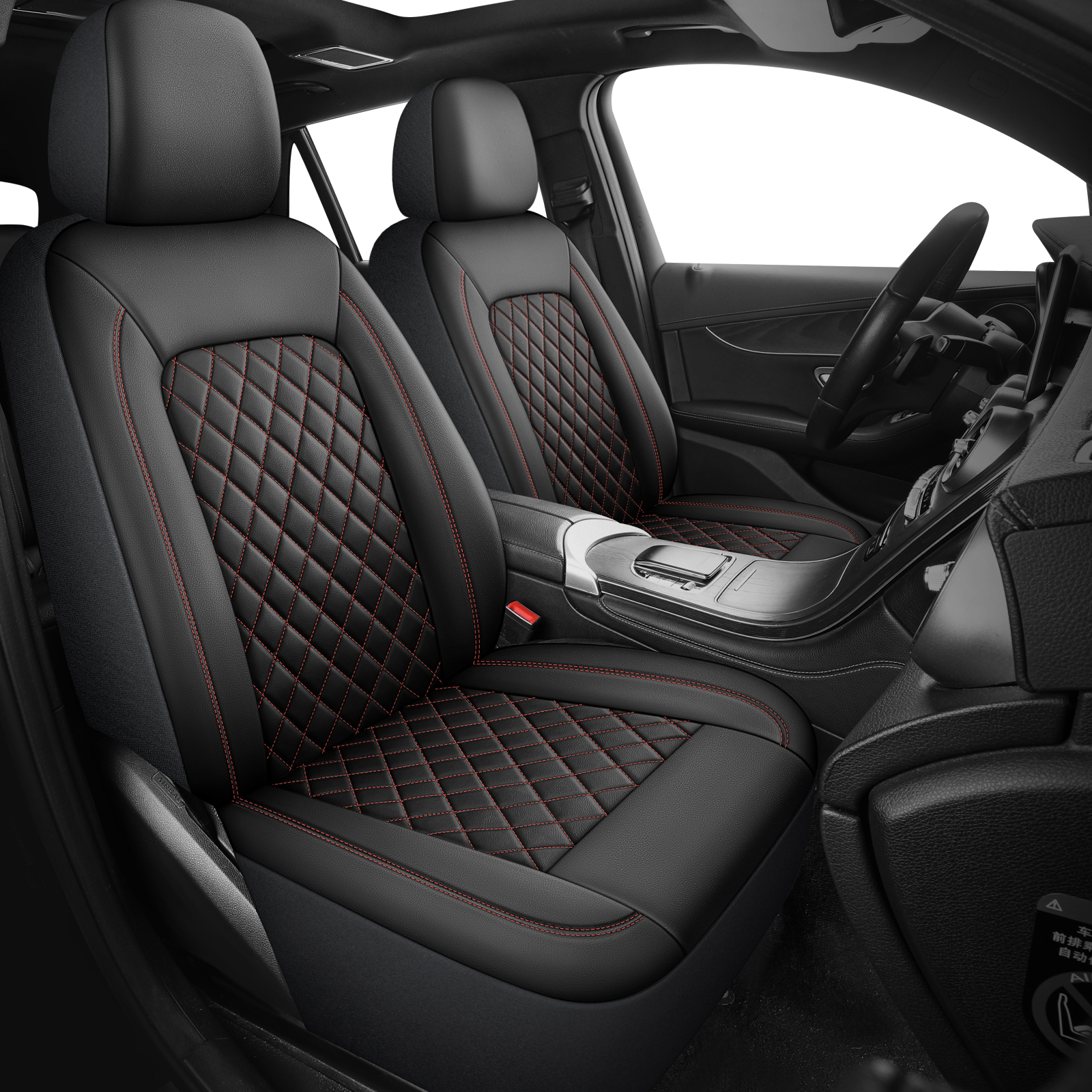Single Line Diamond Grid PU Leather Car Seat Covers photo 3