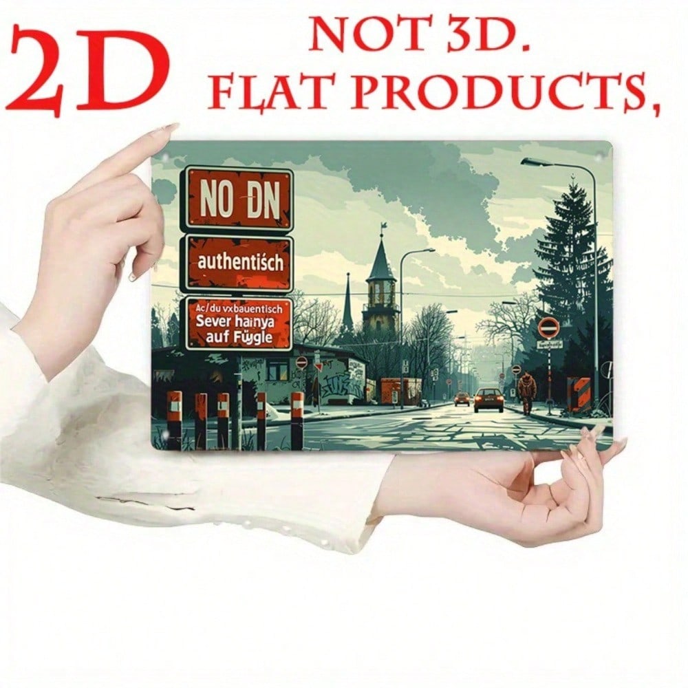 Retro Metal Sign Vintage Road Cars 2D Flat, Street Graffiti Tin Decor 8x12 photo 7
