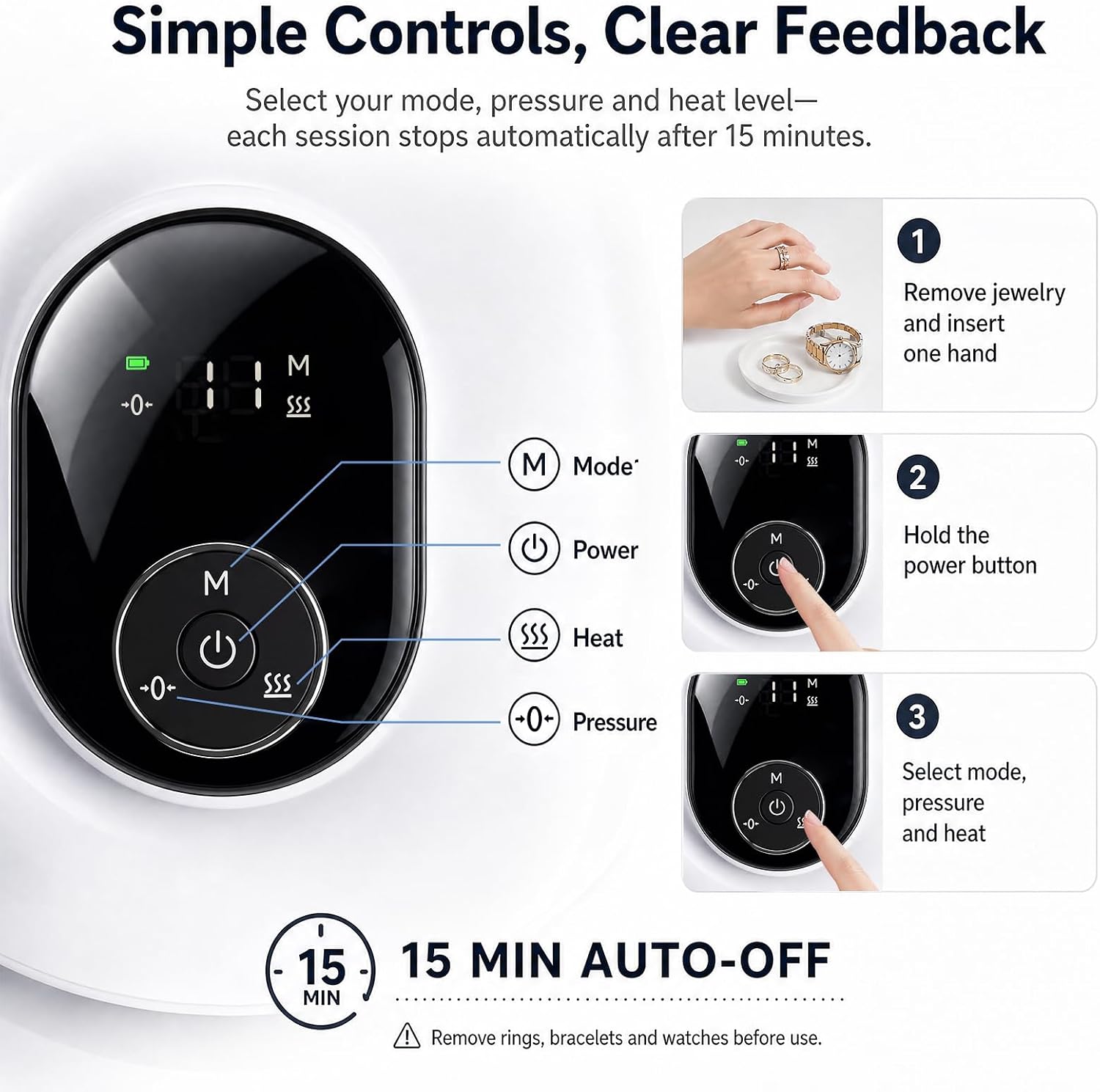 Hand Massager With Heat & Air Compression For Arthritis And Carpal Tunnel, 5 Modes Air Pressure Kneading Massage, Built-in Finger Stretching, USB Rechargeable Hand Therapy Massager For Hand Pain Relie photo 4