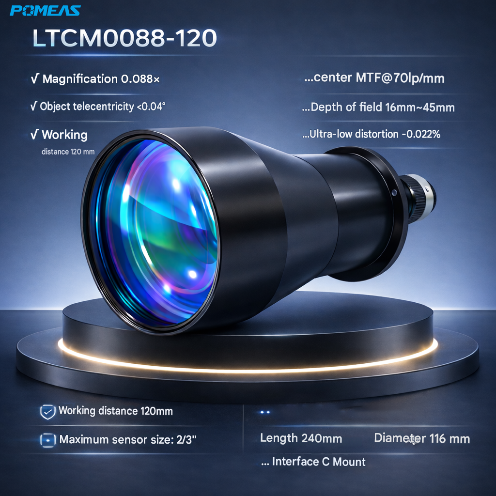 0.088X Telecentric Lens 120mm Distance C-Mount 1.1inch Inch Machine Vision Lens 240mm Length 116mm Diameter photo 2