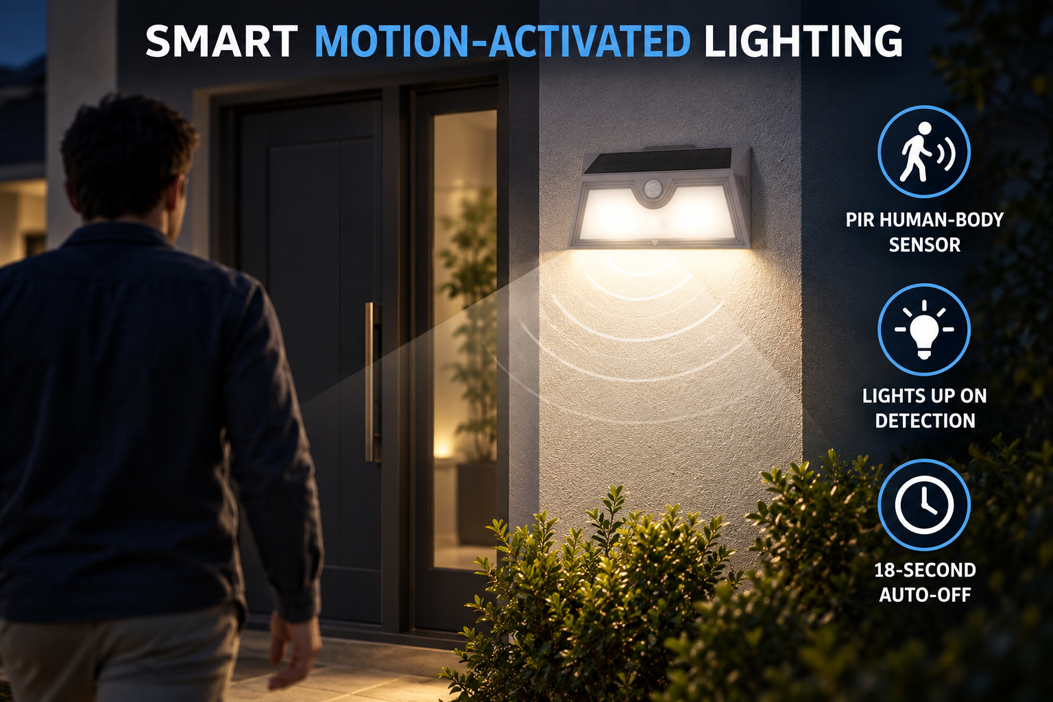 Solar Powered Rechargeable Motion Sensor LED Work Light For Auto Repair W122 0 6W Street photo 2