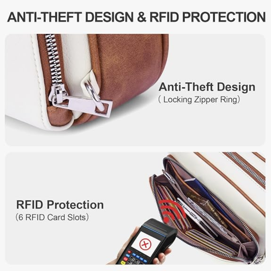 Crossbody Purses For Women Vegan Leather Travel Anti Theft Bags Guitar Strap Shoulder Purse With Built In Wallet photo 3