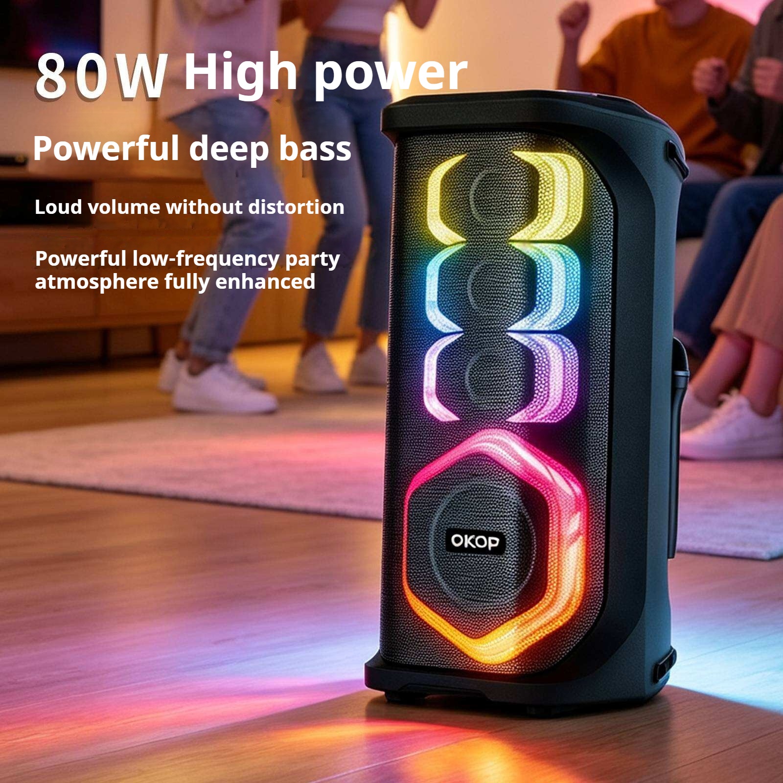 KP-8014 Hot-selling 80W High-power Outdoor Bluetooth Speaker With Dual Microphones Featuring Heavy Bass And Long Battery Life In Stock photo 5