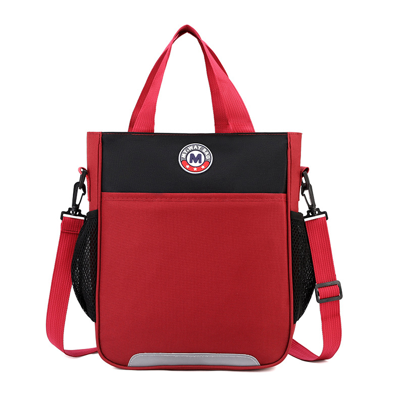 Primary School Printing And Tutoring Bag, Oxford Cloth Tote Bag, Children's One Shoulder Hand-held Printed Logo Tutoring Art File Bag - Burgundy Color photo 1