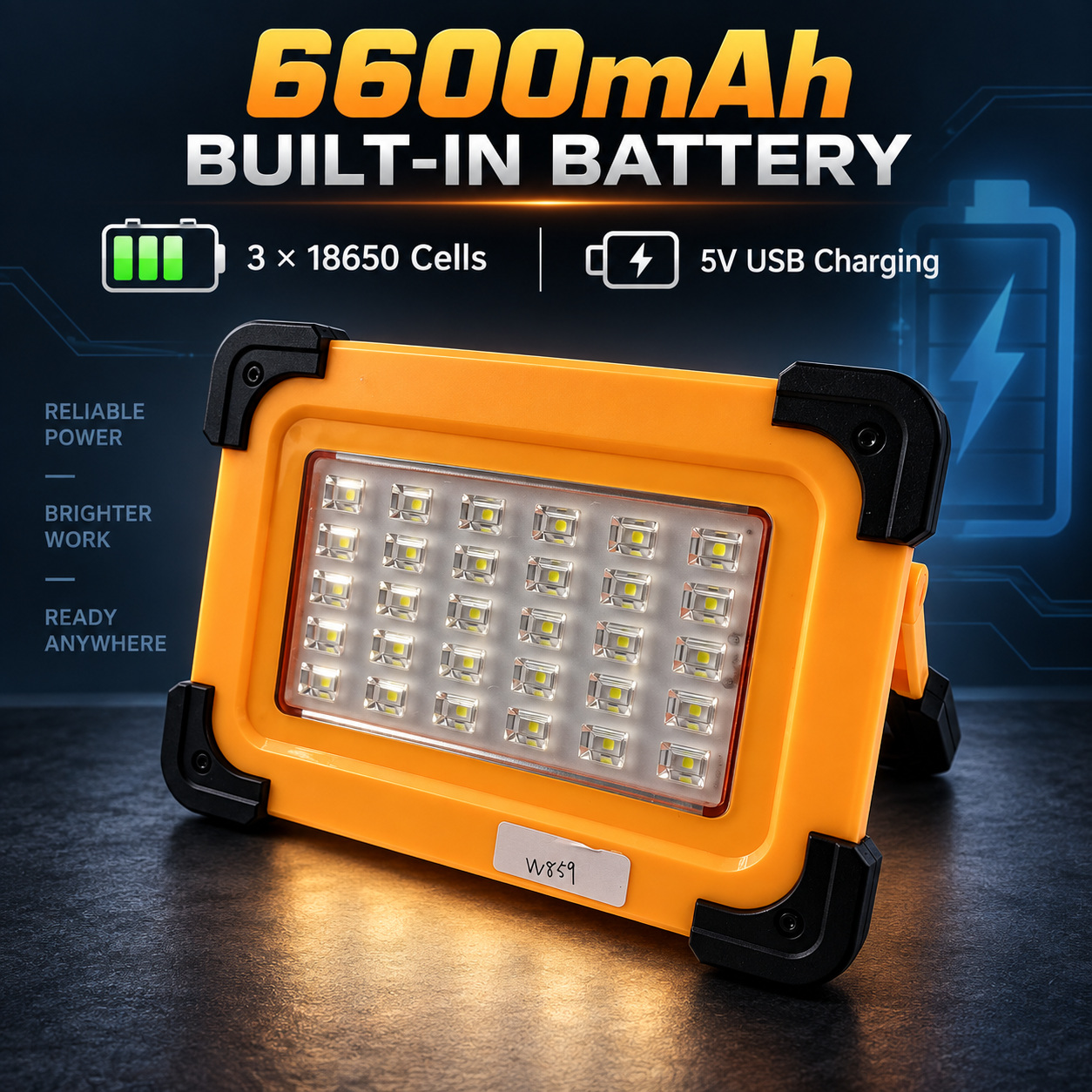 Solar Powered Rechargeable Magnetic COB LED Flood Light W859 6600mAh Battery 5 Hour Runtime Work photo 2