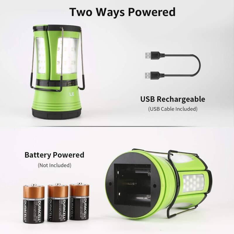 3 In 1 Camping Lantern With 2 Detachable Torches, Dual Power USB D Battery Camping Light, 600LM photo 6