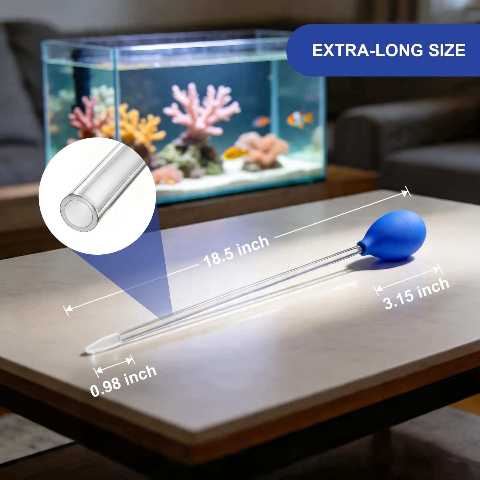 18.5in Coral Food Feeder Pipette For Axolotl Tank, Long Aquarium Spot Feeding Tube For Reef Marine Fish, Aquatic Plant Fertilizer Syringe, Fish Tank Accessories, 2 Pcs photo 4