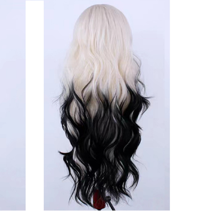 Light Gold Black Gradient Synthetic High Temperature Silk Role-playing Hair photo 4