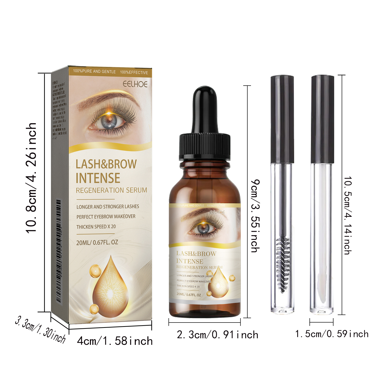 Eyelash Eyebrow E Ssence Set 20ml 1box-1 Eyelash Brush-1 Eyebrow Brush photo 6
