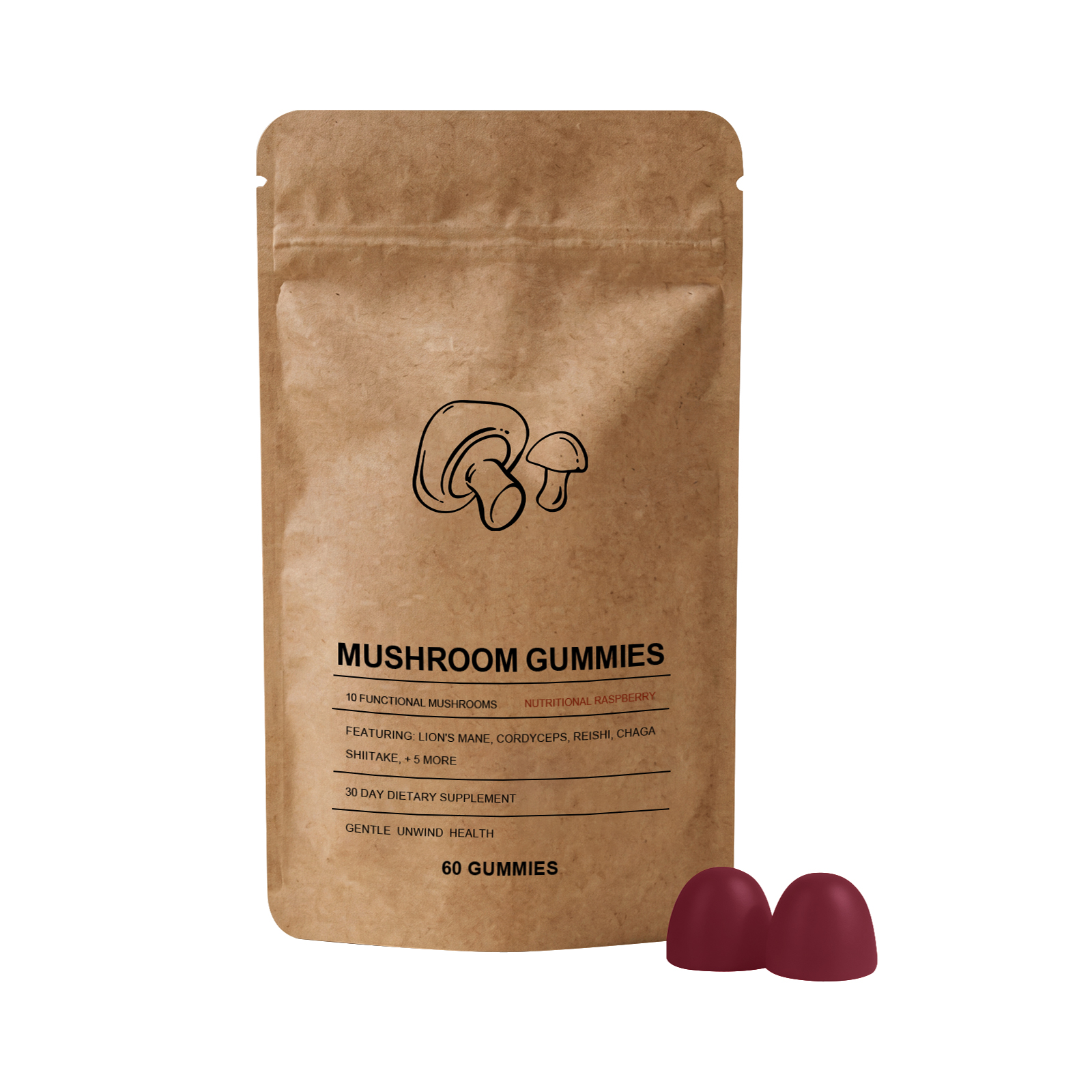 Mushroom Intestinal Health Gum  Entrance  60pcs 1bag photo 1