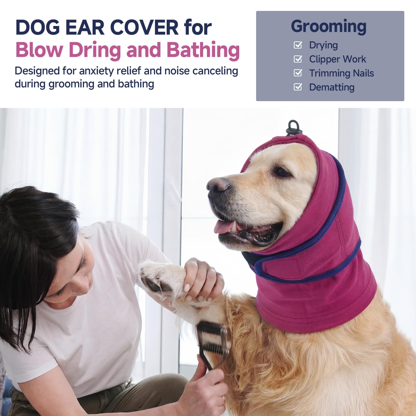 Calming Hoodie Quiet For Fireworks,Dog Ear Wrap Hematoma Head Cover  Soft,Anti Flapping, Snoods For Dogs For Eating & Drinking, Adjustable Dog Ear Protection For Bath,Blow photo 4