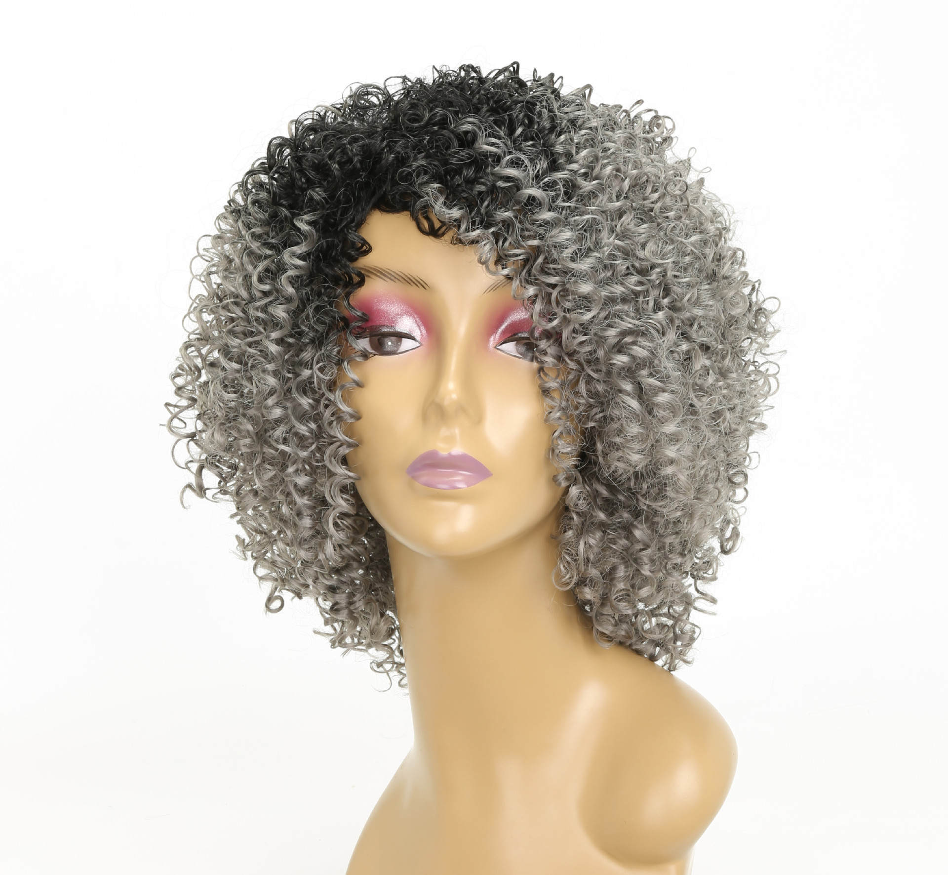 Curly Female Black Gray High Temperature Silk Chemical Fiber Headgear photo 1