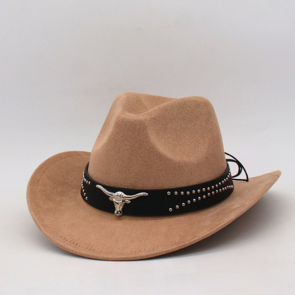 Retro Western Cowboy Hat With Horn Decorative Buckles - Leather Cap For Parents And Children - Outdoor Prairie Photography Hat - Knight's Cap photo 1
