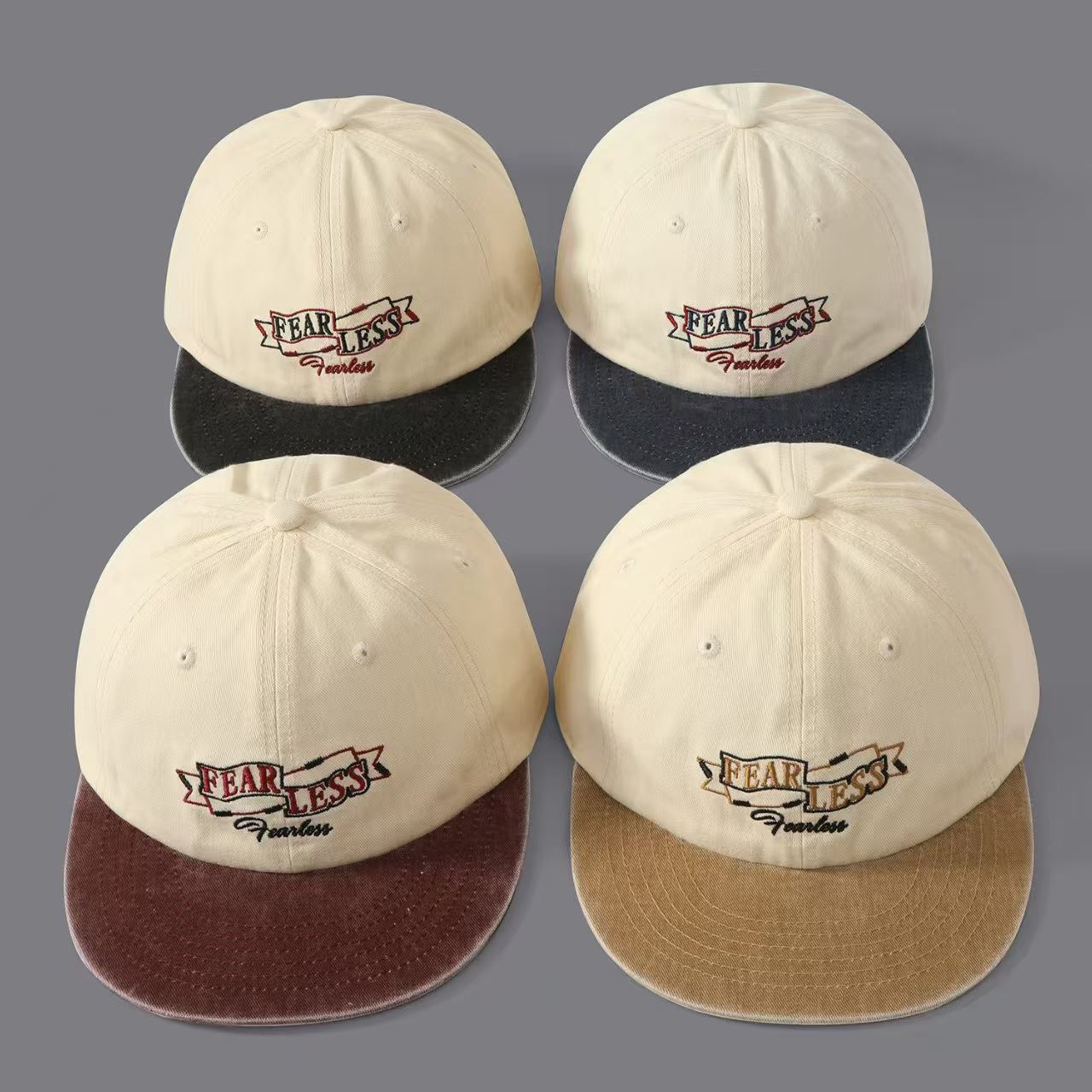 Street Casual Vintage Distressed Multi-color Brimmed Embroidered Letter Flat-brim Baseball Cap For Men And Women, Suitable For Commuting And Daily Outings. photo 4