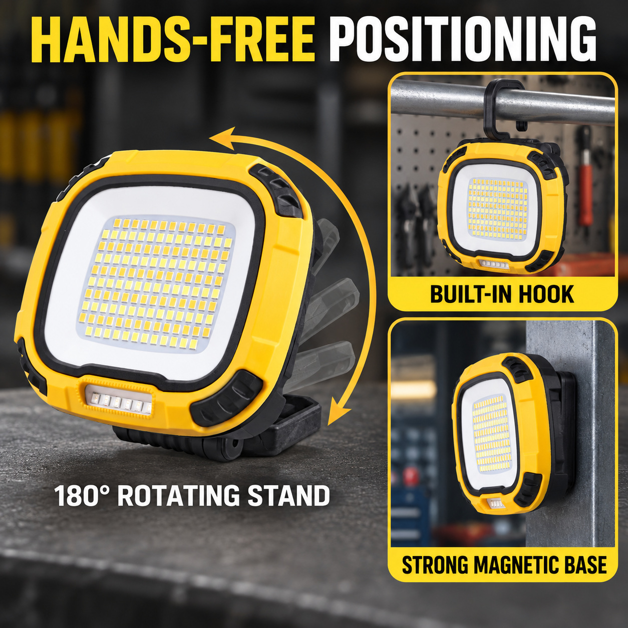 Rechargeable Magnetic Battery Display Type C LED Work Light Base Hanging W892 3 SMD 2835 photo 3