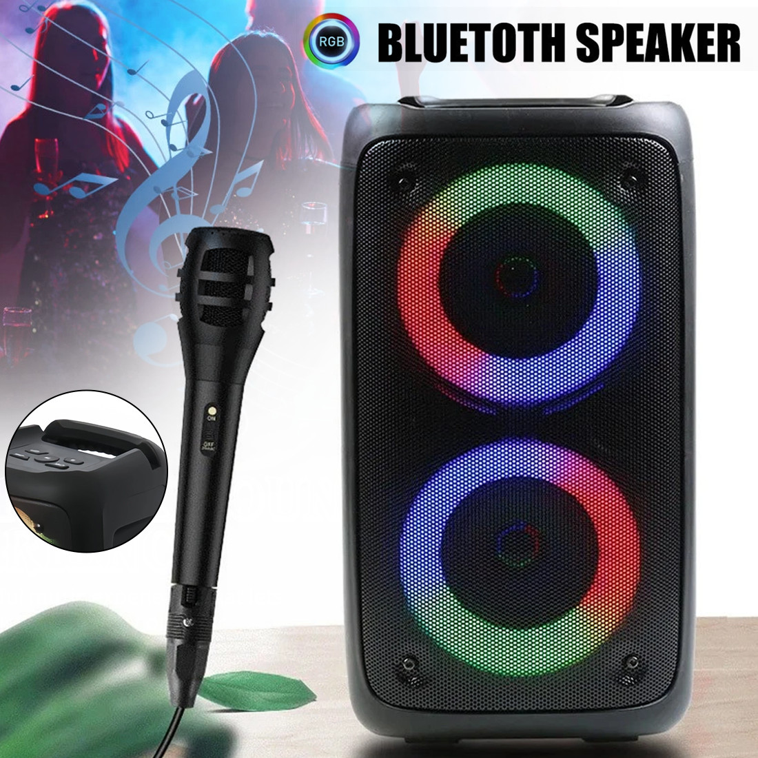 Portable Bluetooth Speaker Sub Woofer Heavy Bass Sound System Party Mic photo 5