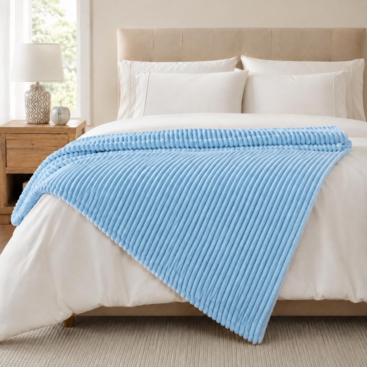 Blue Throw Blanket For Couch 50x60 Inch, Soft Sofa Blanket For Bedroom, Living Room And Home Decor photo 5