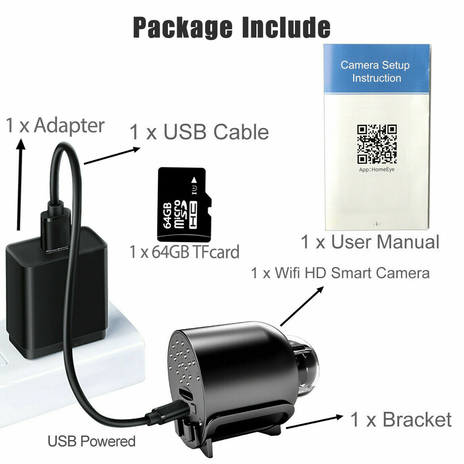FREE 64G HD Hidden Spy Nanny Camera Wireless Wifi Home Security Night Vision HD 1080P photo 3