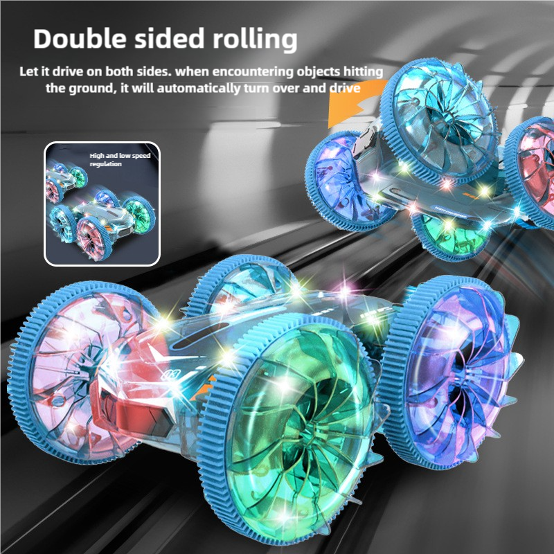 Amphibious RC Car Boat Double Sided Stunt Car With LED Lights Kids Toy 2.4GHz photo 3