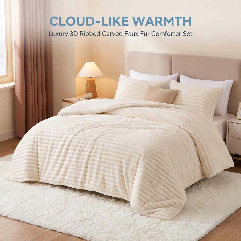 1PC Thick Reversible Plush Comforter, Soft Striped Fluffy Quilt, All Season Warm Bedding Comforter For Home Bed photo 7