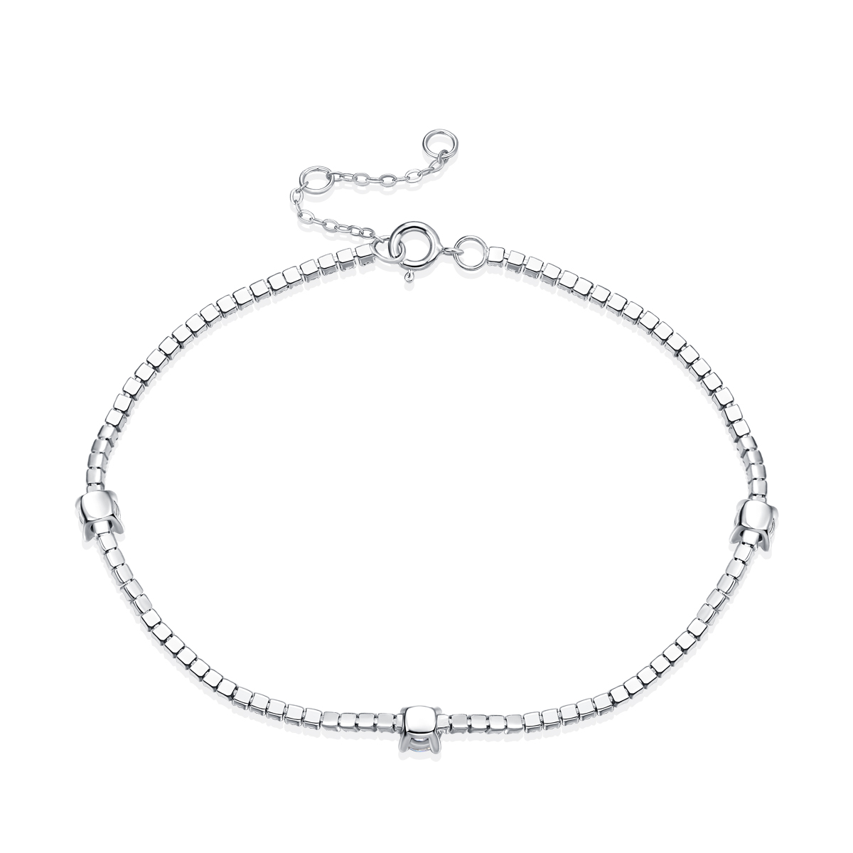 S925 Silver 6g Platinum Plated Moissanite Bracelet, 3x4.0mm D VVS1 Adjustable, GRA Certified photo 5