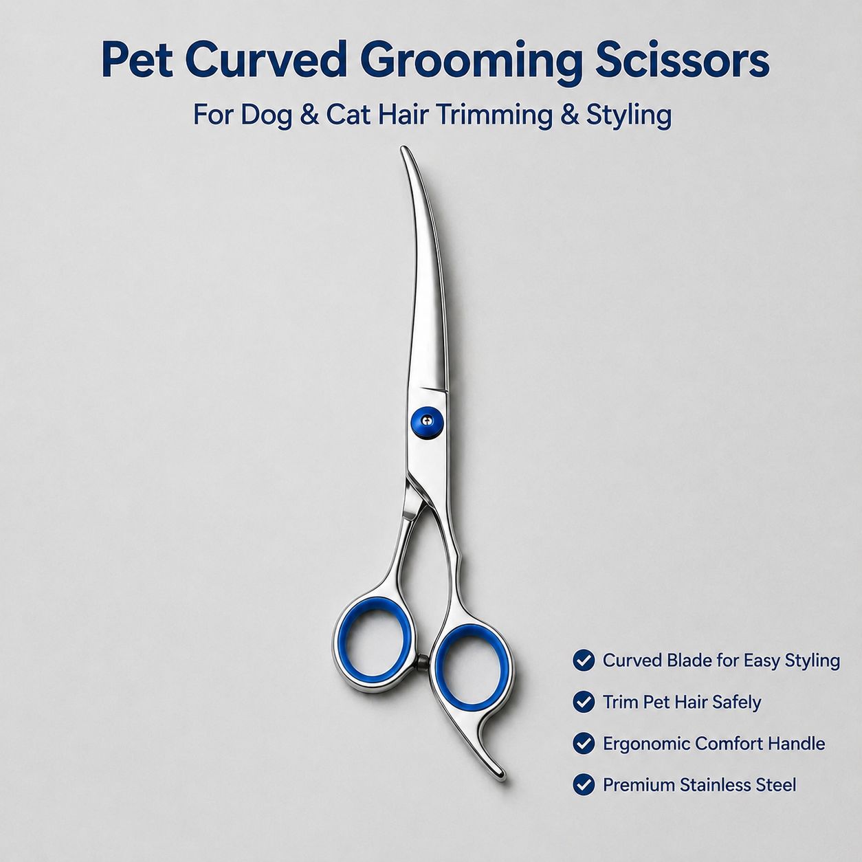Pet Grooming Scissors Kit, 4 In 1 Professional Stainless Steel Dog Cat Grooming Shears Set, Straight & Curved & Thinning Scissors With Metal Comb & Storage Case, Safe Home Pet Hair Trimming Tool For photo 3