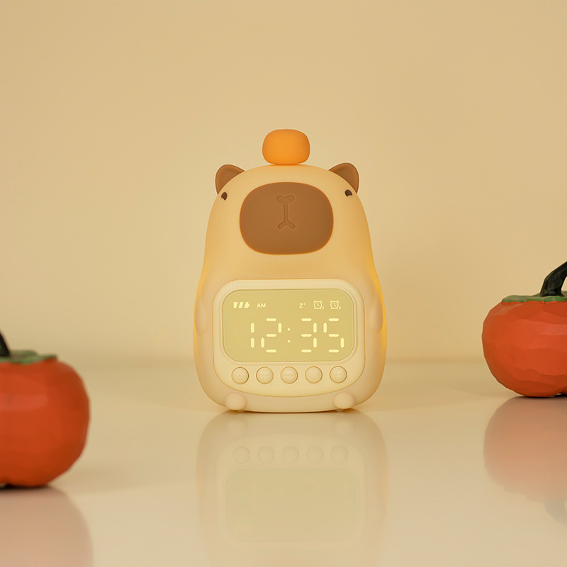 Popular Capybara Silicone Alarm Clock Night Light, Rechargeable Dimmable Tap Control LED Lamp photo 6