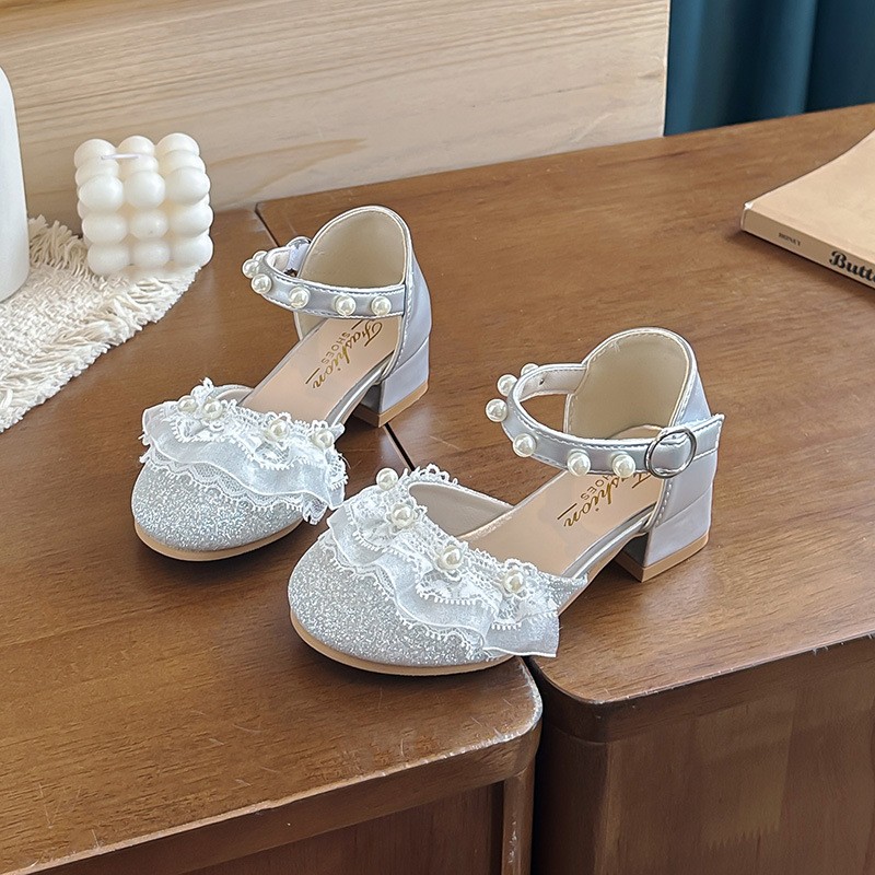 2026 New Girls Princess Sandals, Kids Pearl Closed-Toe Low Heel Shoes, Soft Sole Performance Dance Shoes For Little Girls photo 3