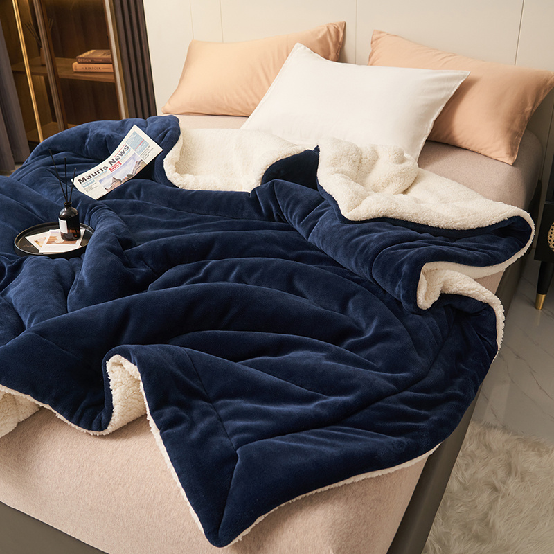 1PC Reversible Sherpa Throw Blanket, Thick Warm Plush Fleece Blanket For Sofa Couch Bed photo 3
