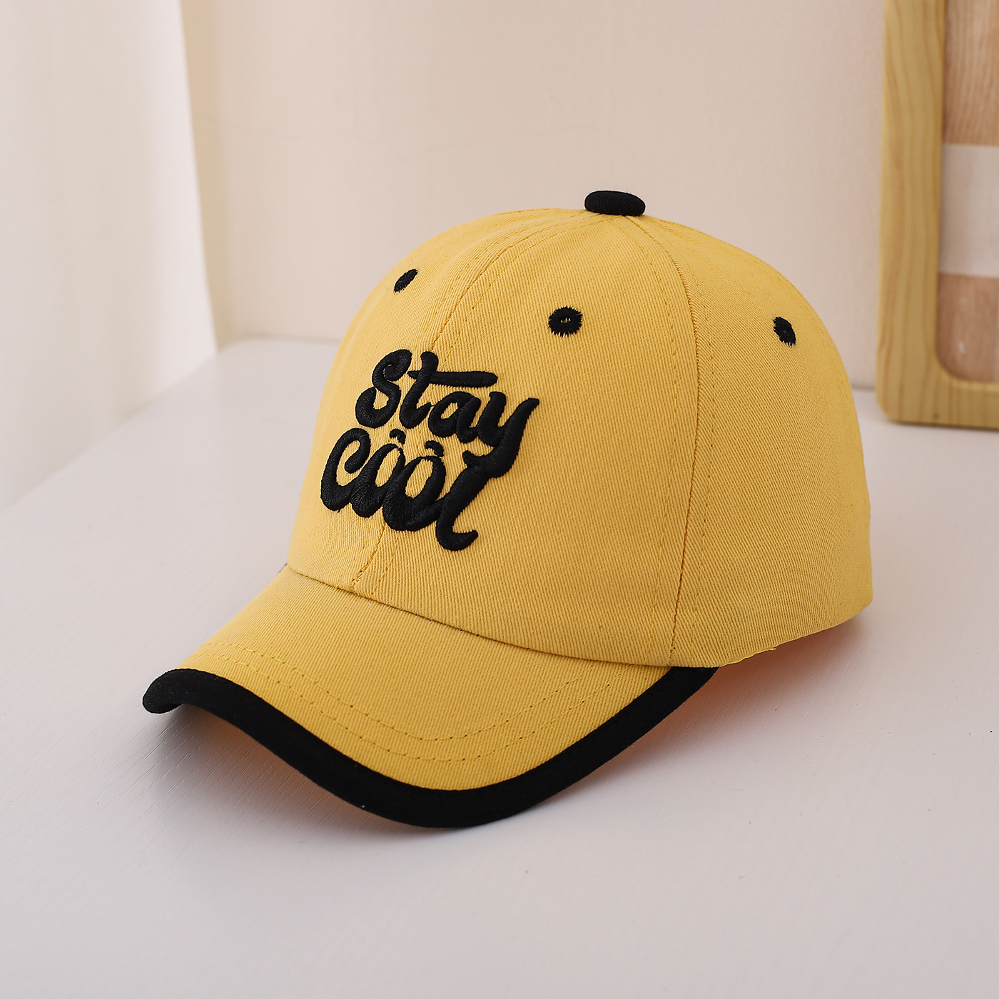 Children's Multi-color Edge-stitching Creative Font English Embroidery Adjustable Trendy Baseball Cap Fashionable Sport Shopping photo 4