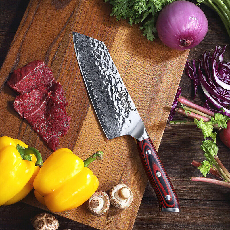 Keemake Nakiri Knife 7 Inch Damascus Steel Kitchen Chinese Meat Cleaver Knife photo 3