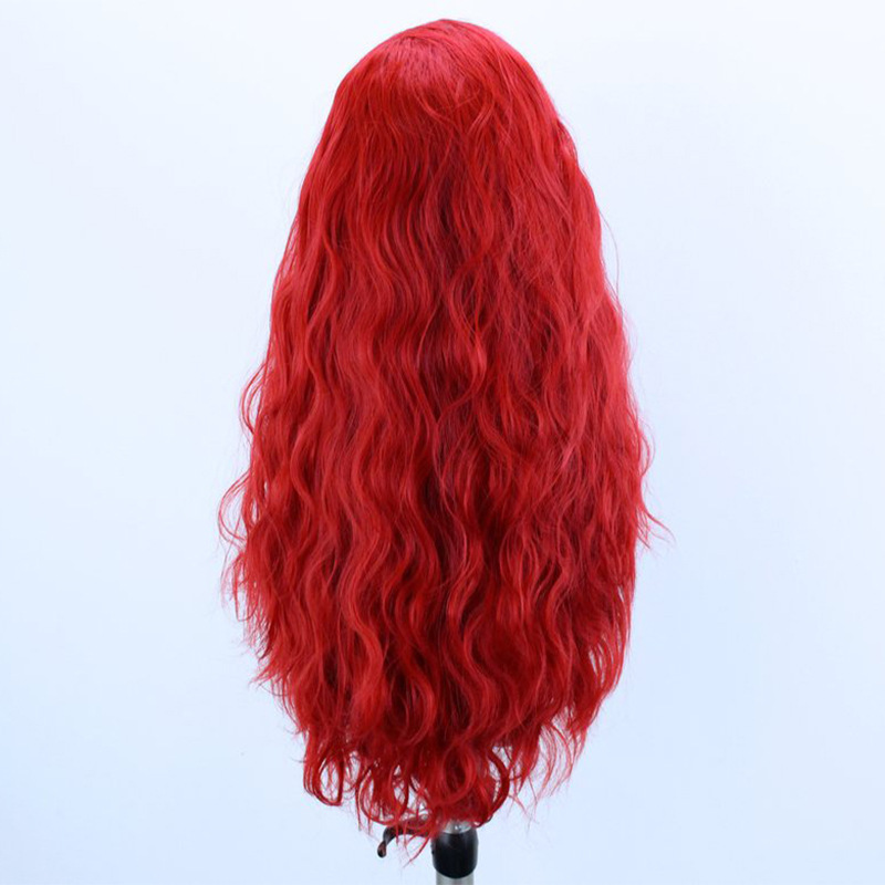 Red Curly Hair Half-hand Crocheted Front Lace Synthetic Wig photo 2