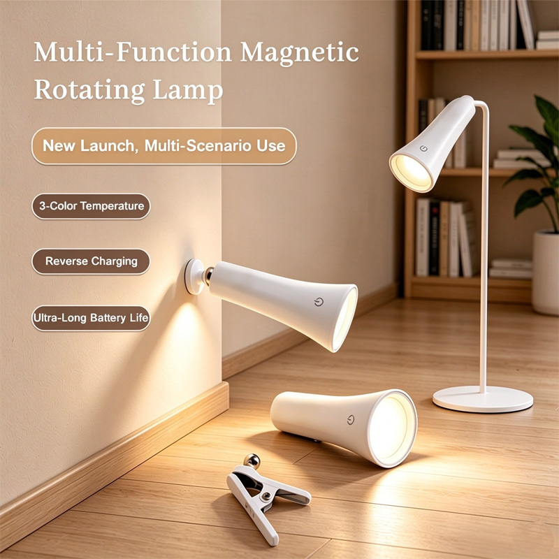 4in1 Magnetic LED Desk Lamp, Cordless Wall Mount Light, Portable Flashlight & Night Light, Stepless Dimming, 3 Color Modes, Rechargeable, Eye Care Reading Lamp For Bedroom, Desk, Nail Art photo 2