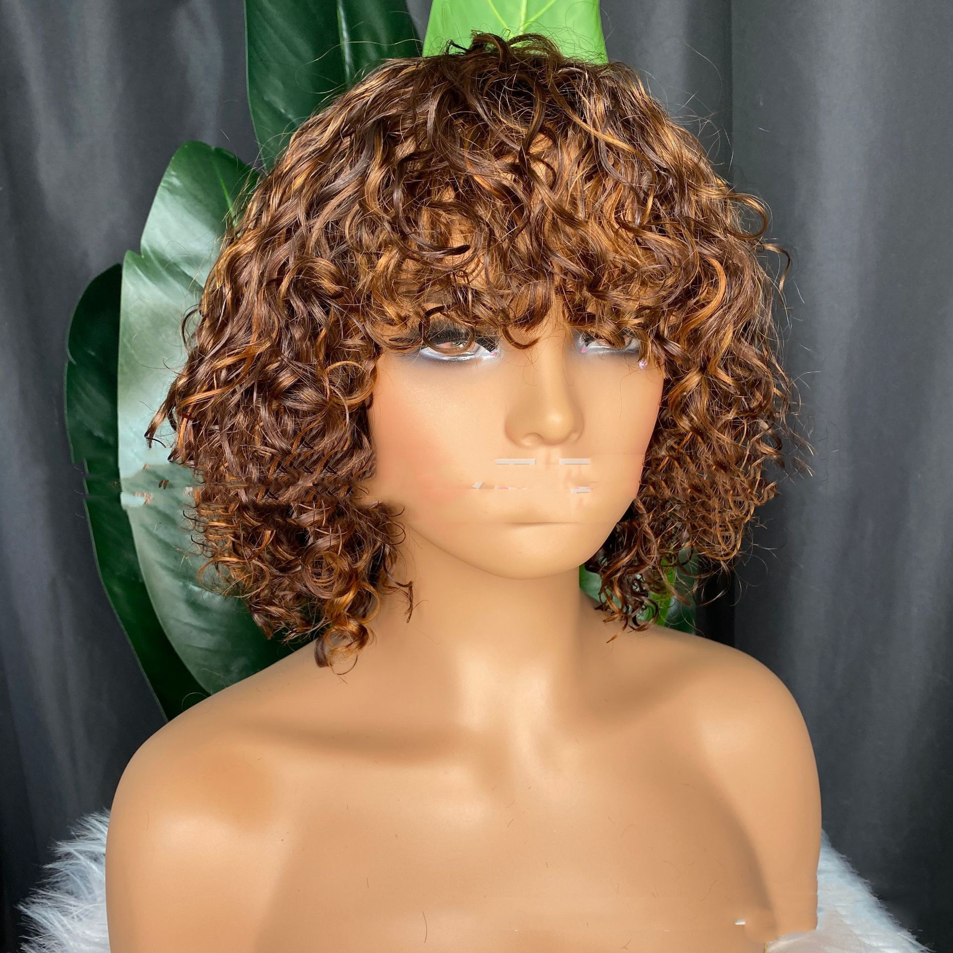 Curly Human Hair Wig Full Machine Made photo 4