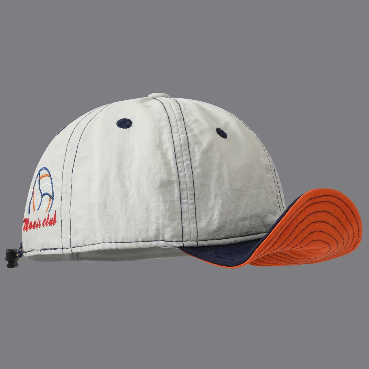 Overhanging Color-matching Quick-drying Five-piece Cap - Volleyball Letter Embroidery Mountain-style Outdoor Functional Drawstring Sunshade Workwear Cap photo 5
