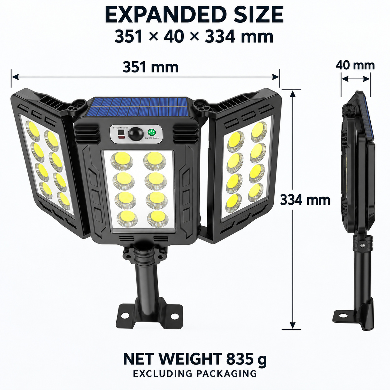 Solar Powered Rechargeable Motion Sensor COB LED Work Light 3000mAh For Auto W786 8 Battery photo 5