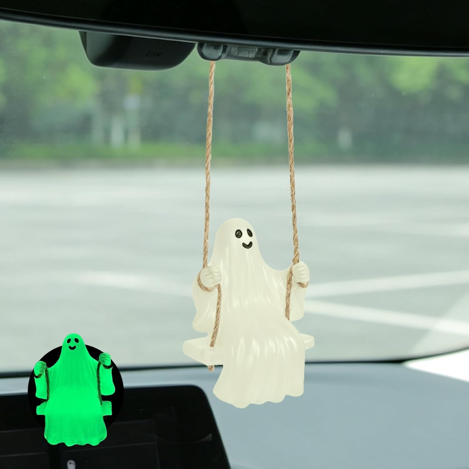 Swinging Ghost Car Rearview Mirror Hanging Ornament, Luminous Pendant For Car Interior Decor photo 4