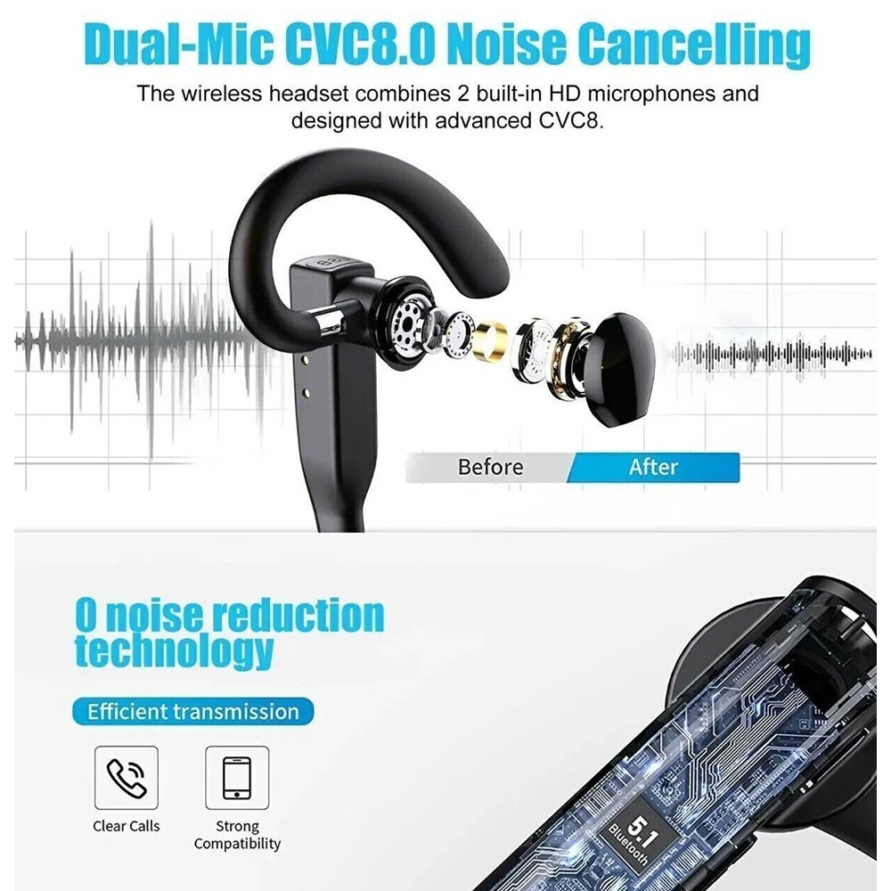 Bluetooth Wireless Headphones Business Trucker Handsfree Earpiece Headset Mic AU photo 5