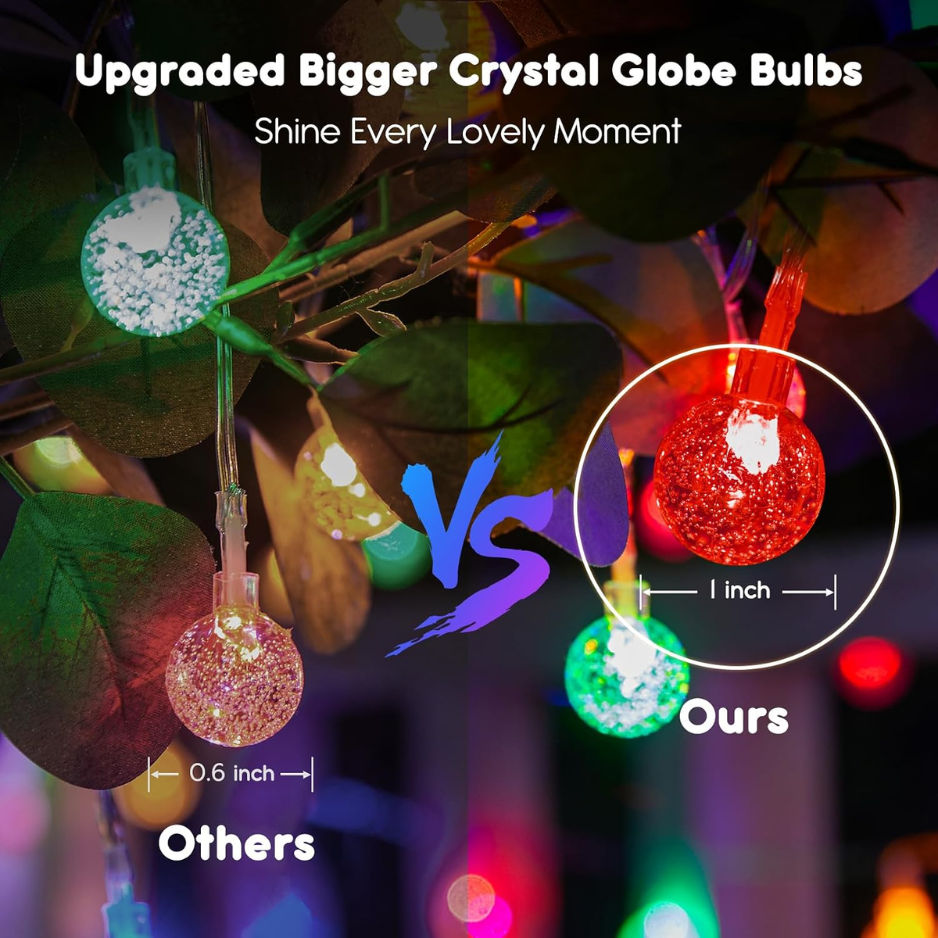 33Ft Multicolor Globe String Lights, 60 LED Battery Operated Fairy Lights With Remote photo 3
