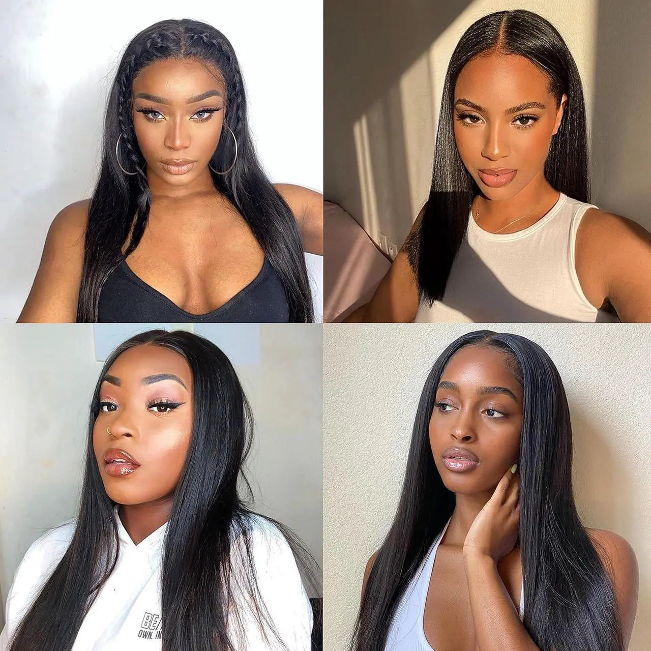 4x4 Pre-cut Lace Straight Human Hair Wig, Natural Color, Density photo 3