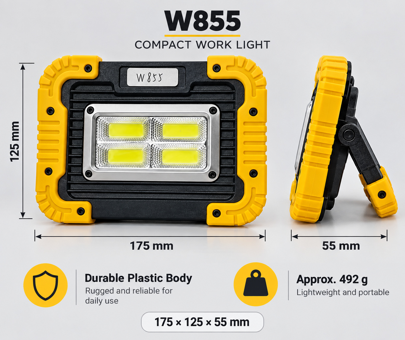 Solar Powered Rechargeable COB LED Flood Light W855 3x 18650 Battery 4 Hour Runtime 30W photo 3