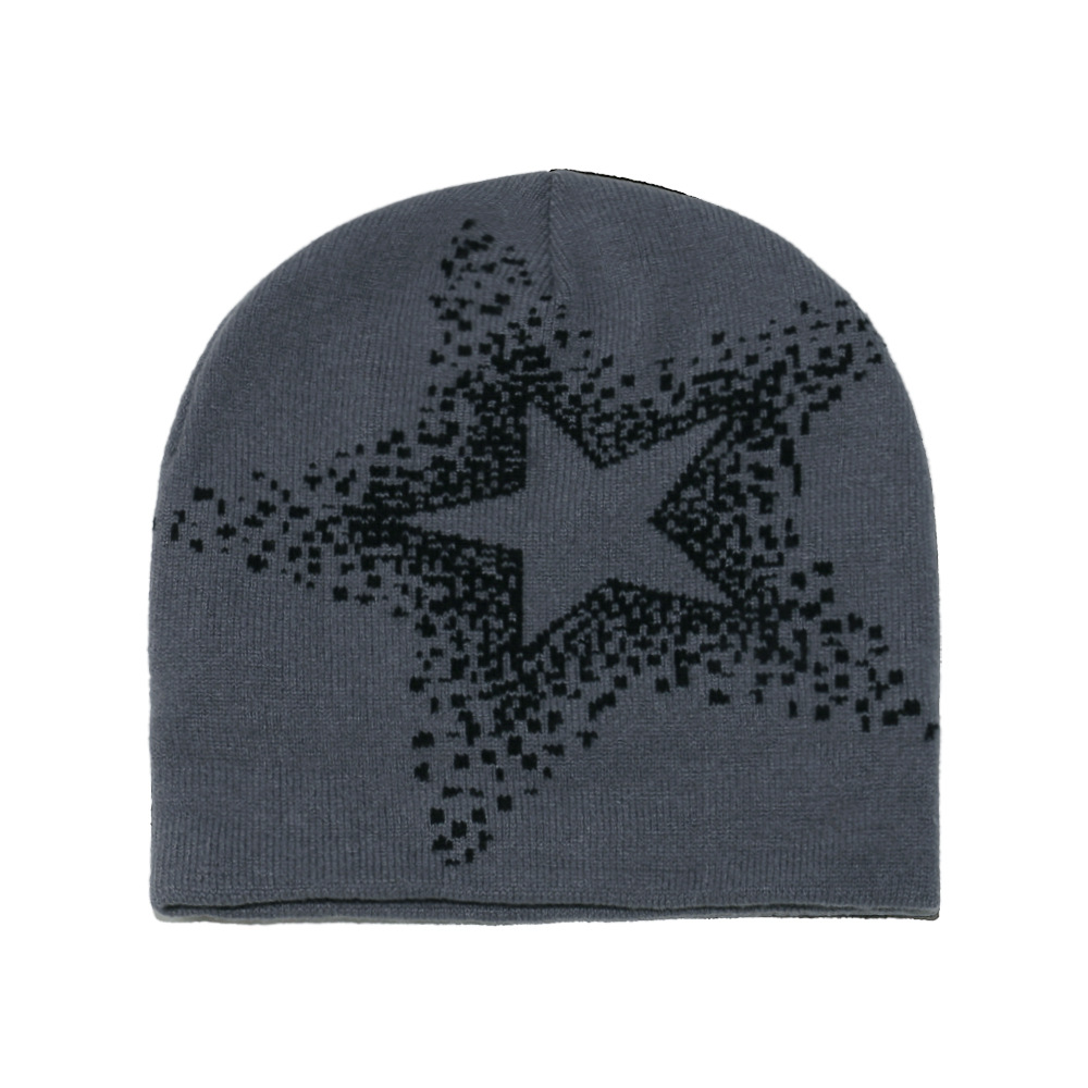 American Street Y2K Star Woolen Hat For Autumn And Winter, With Hip-hop Vibe And Warmth. Five-pointed Star Knitted Cold Hat For Keeping You Warm Outdoors photo 2