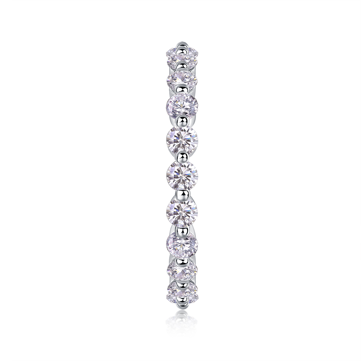 S925 Silver 1.6g Platinum Plated Moissanite Ring, 3.0mm Wavy Eternity 22pcs D VVS1 Band, GRA Certified US 5-9 photo 6