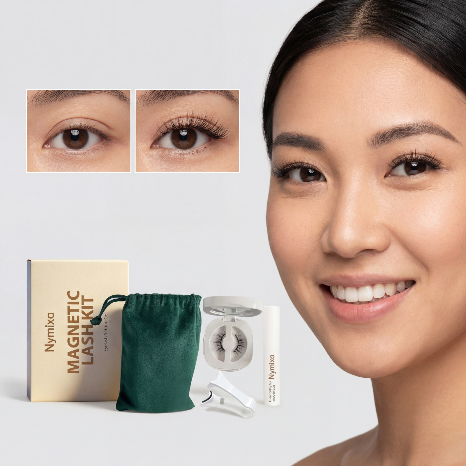 Magnetic Suction False Eyelash Kit  Curved  1 Set 1box photo 8