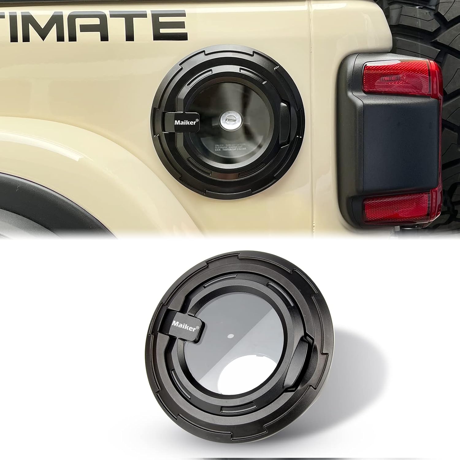 MAIKER Transparent Gas Tank Cap Cover For 2018-2025 Je Ep Wrangler JL 2 Door 4 Door Rubicon Sahara, Aluminum photo 1
