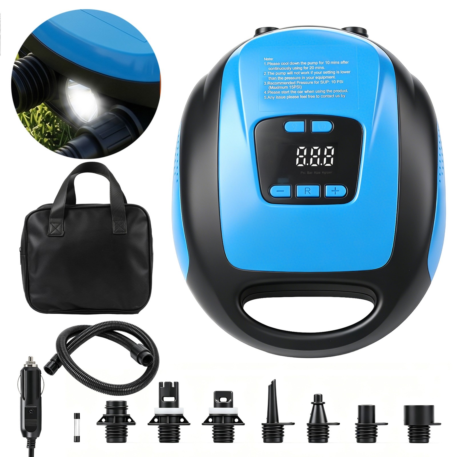 12V SUP Electric Air Pump 20PSI Max Digital LCD For Paddle Board Inflatable Boat photo 5