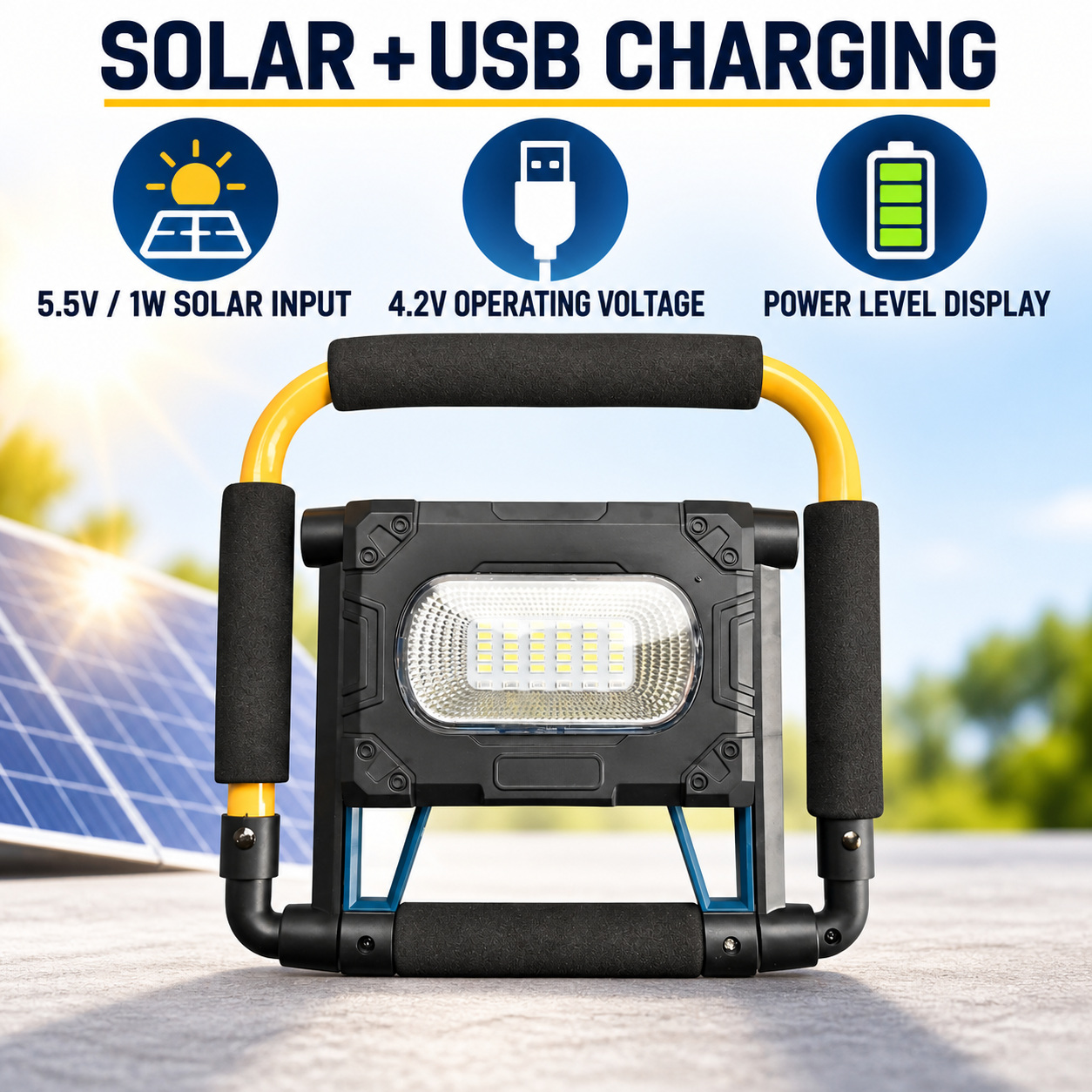 Solar Powered Rechargeable Magnetic Battery Display LED Flood Light W874 1 30 30W Portable Outdoor photo 4