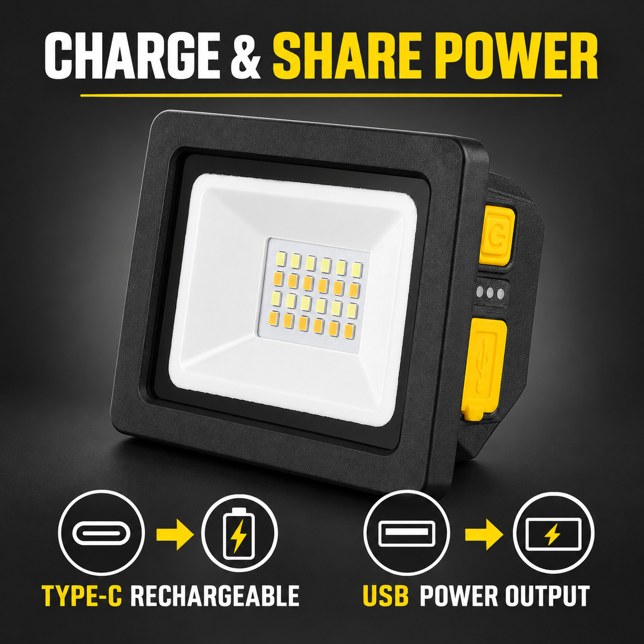 Rechargeable Magnetic Battery Display Type C LED Work Light Base Hanging W897 SMD 2835 Flood photo 6