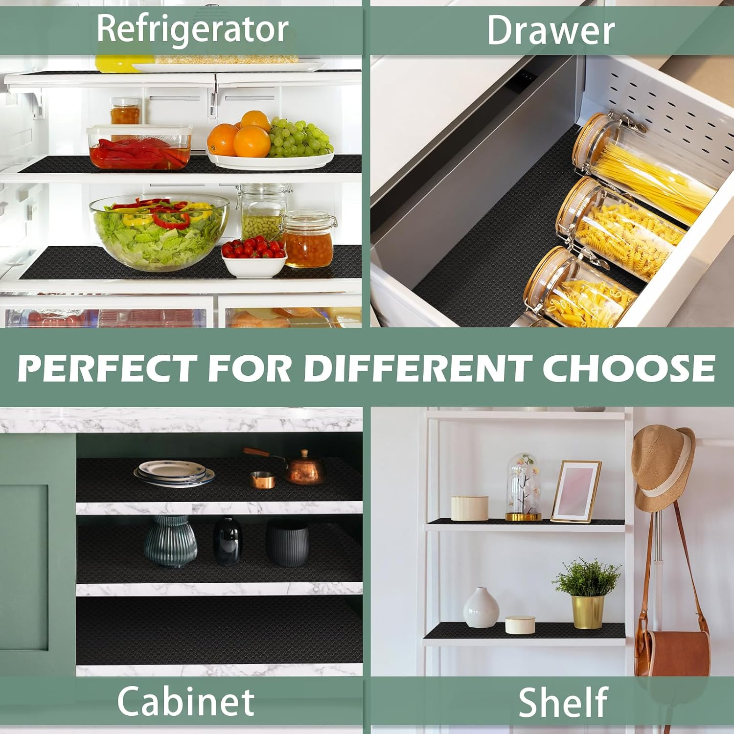 Shelf Liners Non-Adhesive Drawer Liner Waterproof Oil-Proof EVA Cabinet Fridge Liner Black 12 X 120 Inch photo 4